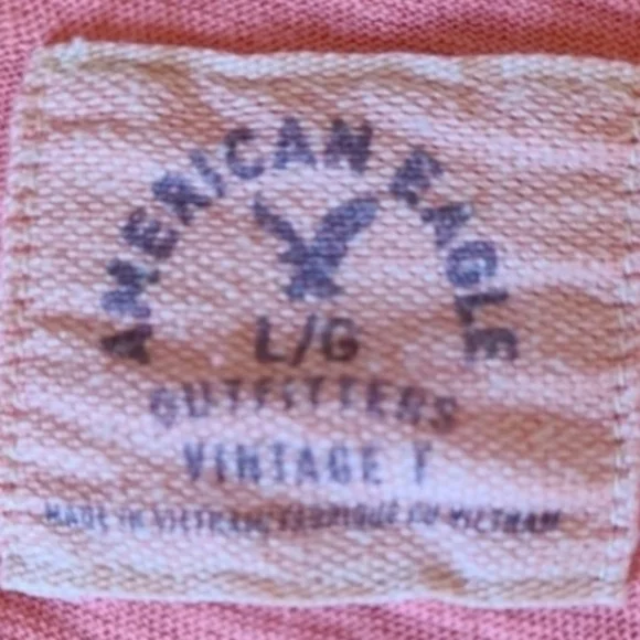 American Eagle Tropical Peach Pink/Orange Racerback Tank Top Tee, Size L - Picture 3 of 4